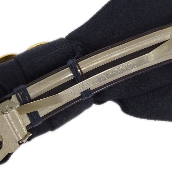 Chanel Bow Hair Barrette Black Satin